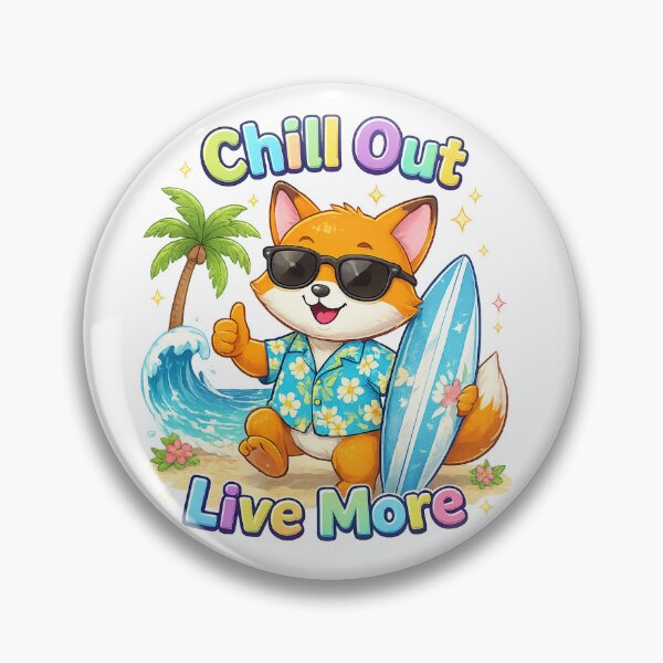 Item preview, Chill Out Live More Fox Shirt – Cute Kawaii Surfing Summer Animal Design designed and sold by Clothes With Smiling Animals Walt Gral.