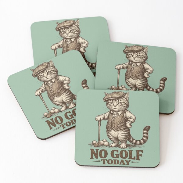 Artikelvorschau, Lustige Vintage-Katze beim Golfen – Retro-Illustration: Heute kein Golf entworfen und verkauft von RealCuties.