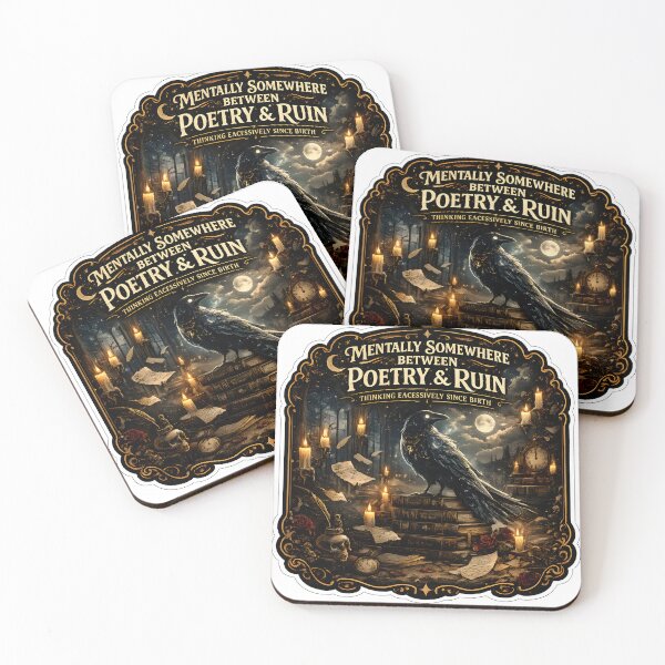 Item preview, Mentally Somewhere Between Poetry And Ruin Raven Dark Academia Aesthetic designed and sold by StickyGuys.
