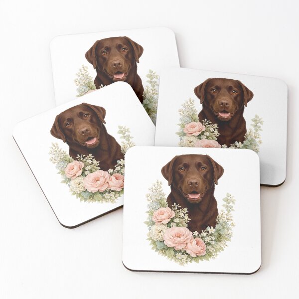 Item preview, Chocolate Labrador Floral Portrait designed and sold by Liededrom..