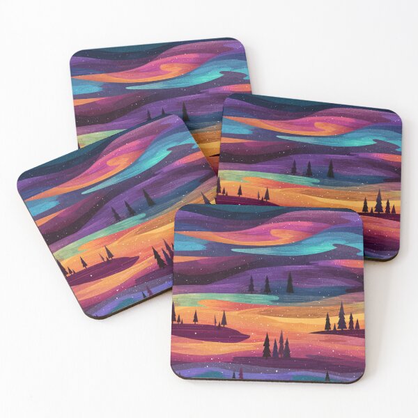 Item preview, Vibrant Aurora Borealis Winter Forest Abstract designed and sold by NicolasGlowArt.