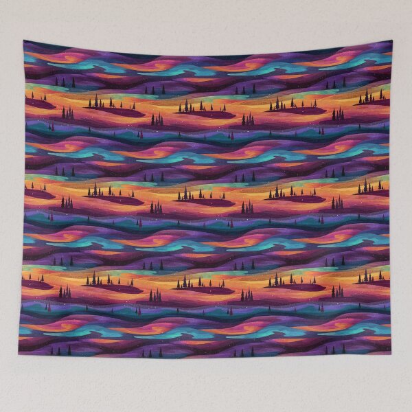 Item preview, Vibrant Aurora Borealis Winter Forest Abstract designed and sold by NicolasGlowArt.