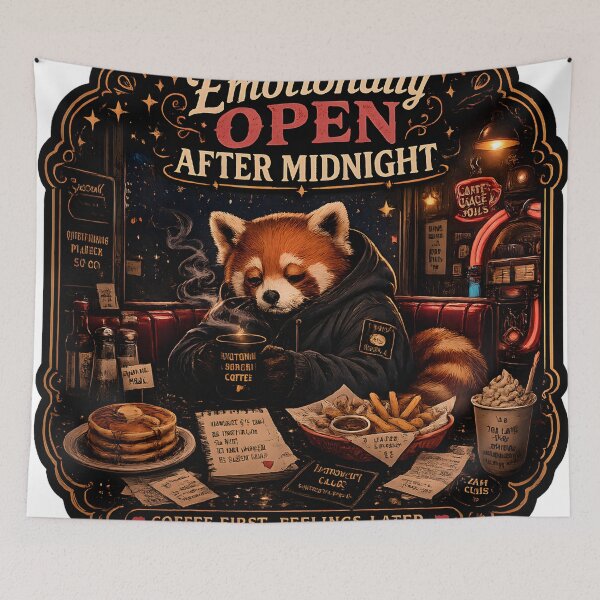 Item preview, Emotionally Open After Midnight Cozy Red Panda Diner Aesthetic designed and sold by StickyGuys.