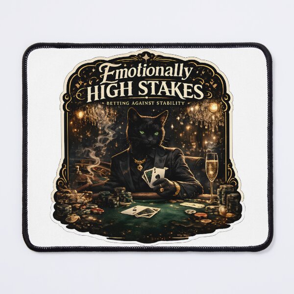 Item preview, Emotionally High Stakes Black Cat Casino Noir Aesthetic designed and sold by StickyGuys.