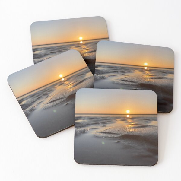 Item preview, Golden Sunset Over Rippled Beach Shore designed and sold by banana3397.