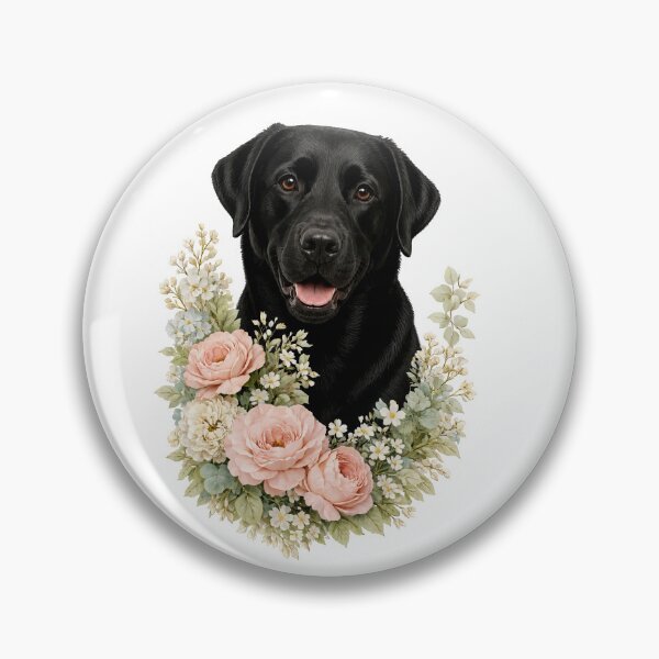 Artikelvorschau, Blumenporträt eines schwarzen Labradors entworfen und verkauft von Liededrom..