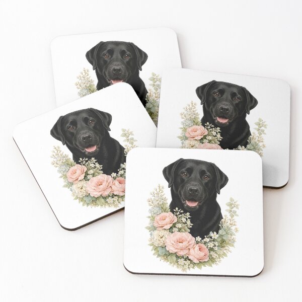 Artikelvorschau, Blumenporträt eines schwarzen Labradors entworfen und verkauft von Liededrom..