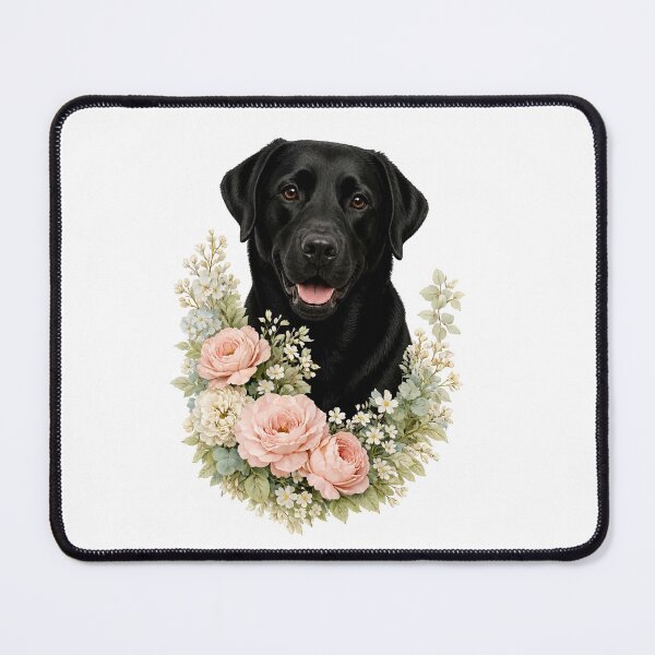 Item preview, Black Labrador Floral Portrait designed and sold by Liededrom..