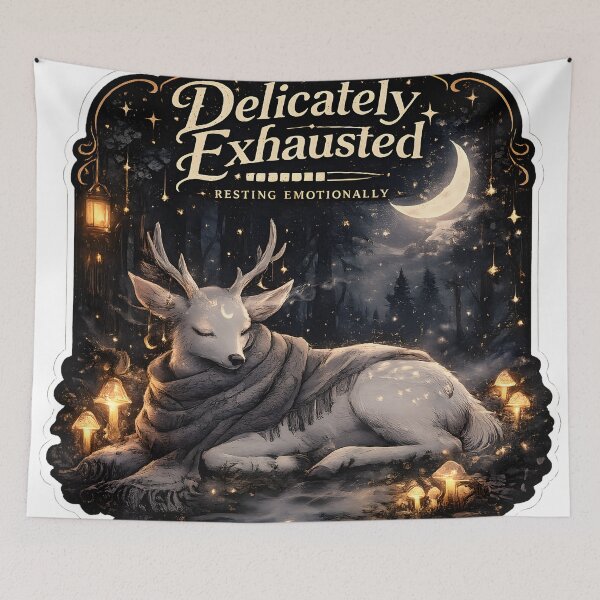 Item preview, Delicately Exhausted Sleepy Deer Celestial Cozy Aesthetic designed and sold by StickyGuys.