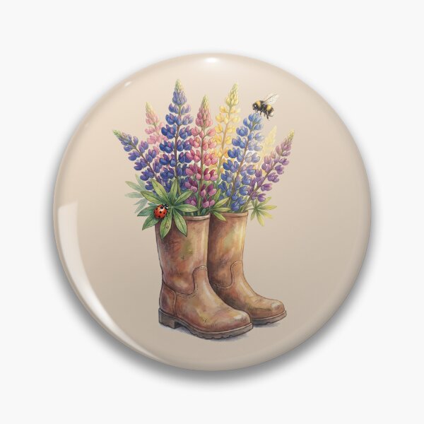 Item preview, Rustic Garden Boots with Wildflower Lupine Bouquet designed and sold by MythicCotton.