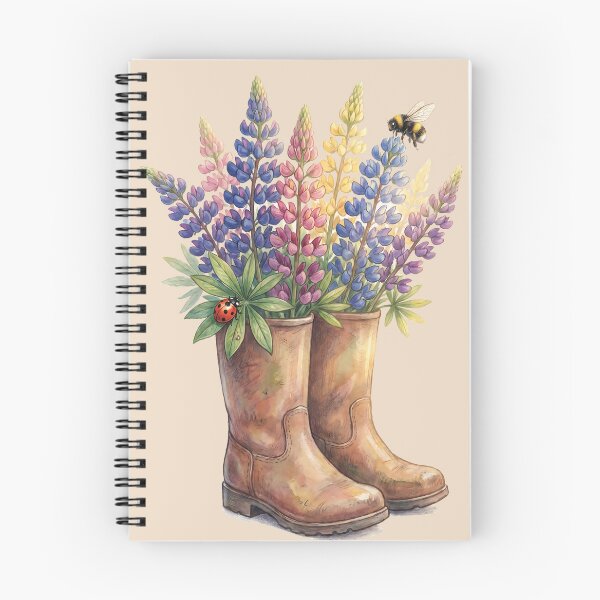 Item preview, Rustic Garden Boots with Wildflower Lupine Bouquet designed and sold by MythicCotton.
