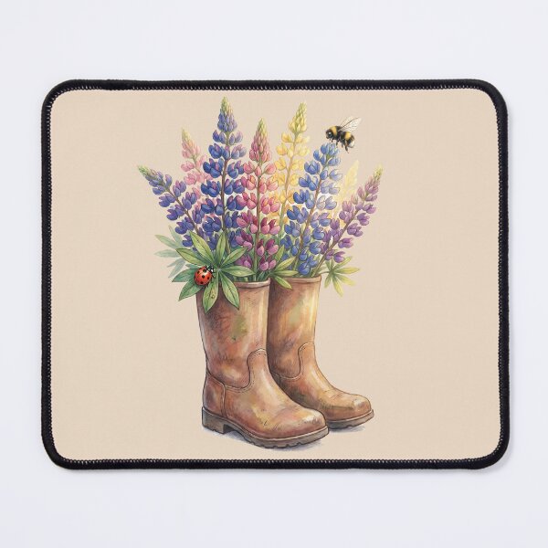 Item preview, Rustic Garden Boots with Wildflower Lupine Bouquet designed and sold by MythicCotton.