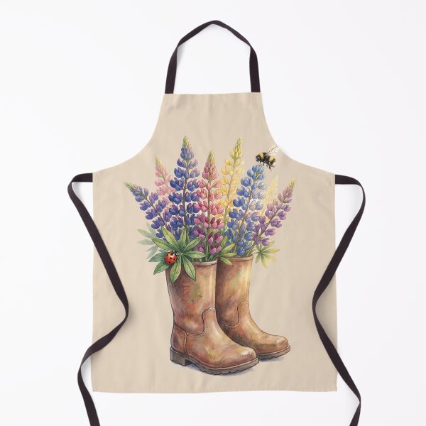Item preview, Rustic Garden Boots with Wildflower Lupine Bouquet designed and sold by MythicCotton.