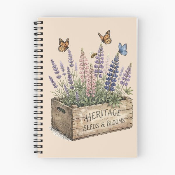 Item preview, Vintage Wildflower Lupine Crate with Butterflies Illustration designed and sold by MythicCotton.