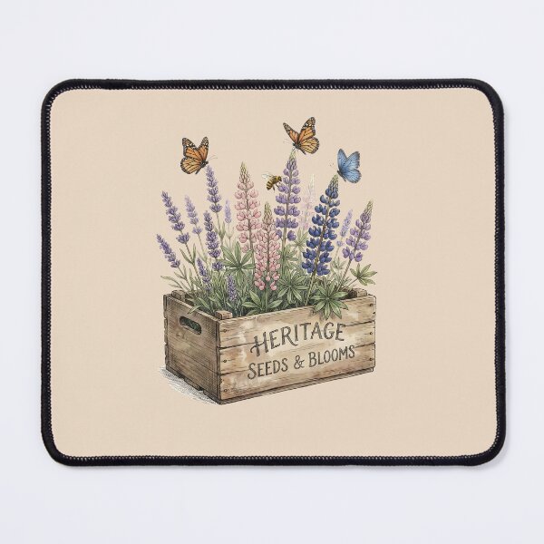 Item preview, Vintage Wildflower Lupine Crate with Butterflies Illustration designed and sold by MythicCotton.