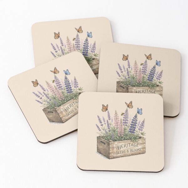 Item preview, Vintage Wildflower Lupine Crate with Butterflies Illustration designed and sold by MythicCotton.