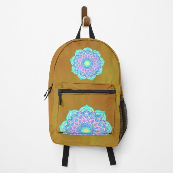 Item preview, Blue purple pink yellow filled mandala on gold designed and sold by CreaTwinkles.