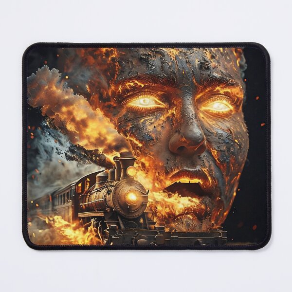 Item preview, Human face on fire with train alongside it designed and sold by lucyinspace.