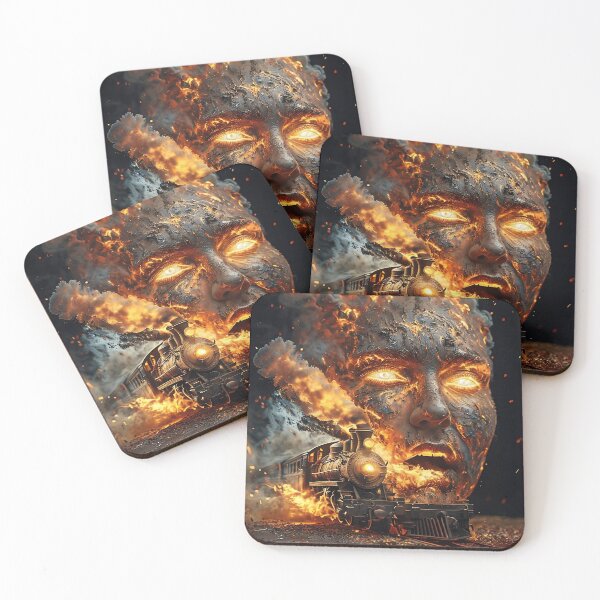 Item preview, Human face on fire with train alongside it designed and sold by lucyinspace.