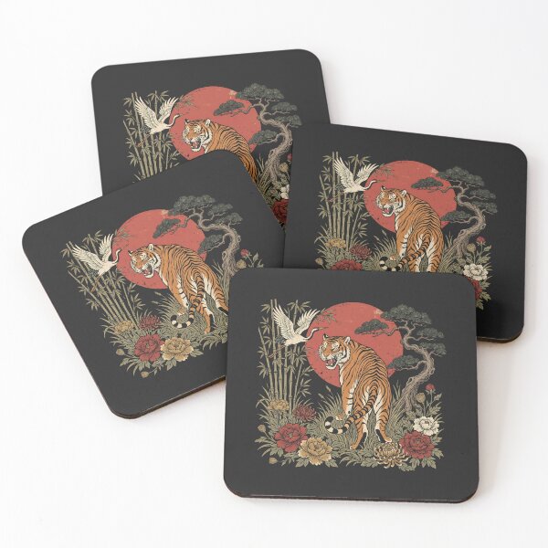 Item preview, Japanese Tiger Sunset — Ornamental Tiger & Garden designed and sold by FrescoDesign.
