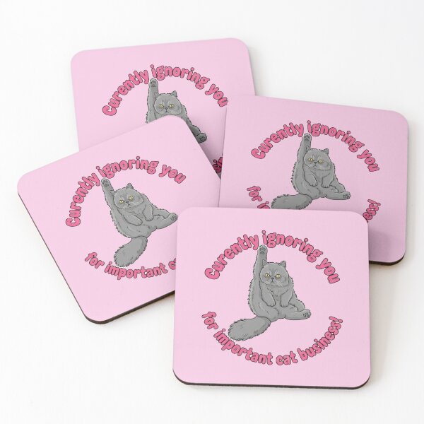 Item preview, Martin the Cat - Currently Ignoring You for Important Cat Business Funny Sarcastic Quote Pink Text - Grey Cat designed and sold by naughty-raccoon.