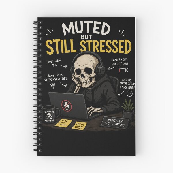 Item preview, Muted But Still Stressed Funny Skeleton Office Meet Meme Design designed and sold by MotylekAnia.