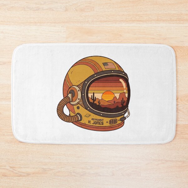 Item preview, Retro Astronaut Helmet Desert Sunset - Vintage Space Art designed and sold by AuraDraftStudio.