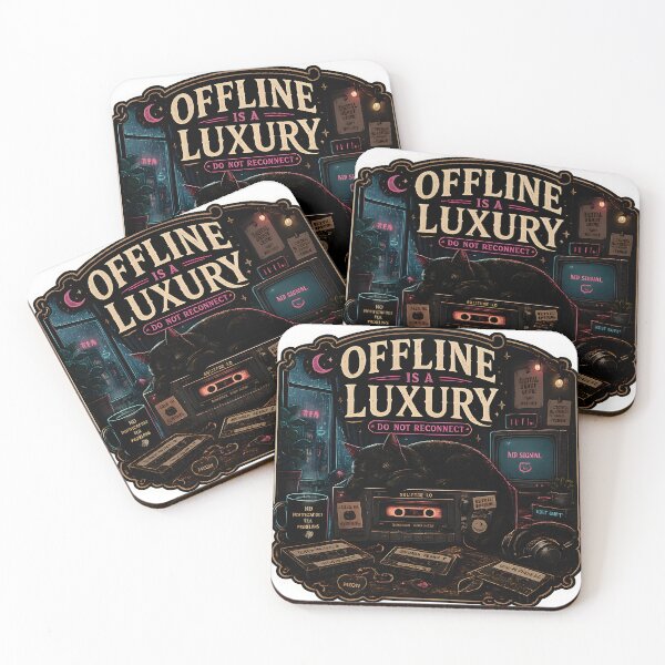 Item preview, Offline Is A Luxury Retro Cat Cyber Noir Aesthetic designed and sold by StickyGuys.
