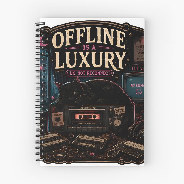 Item preview, Offline Is A Luxury Retro Cat Cyber Noir Aesthetic designed and sold by StickyGuys.