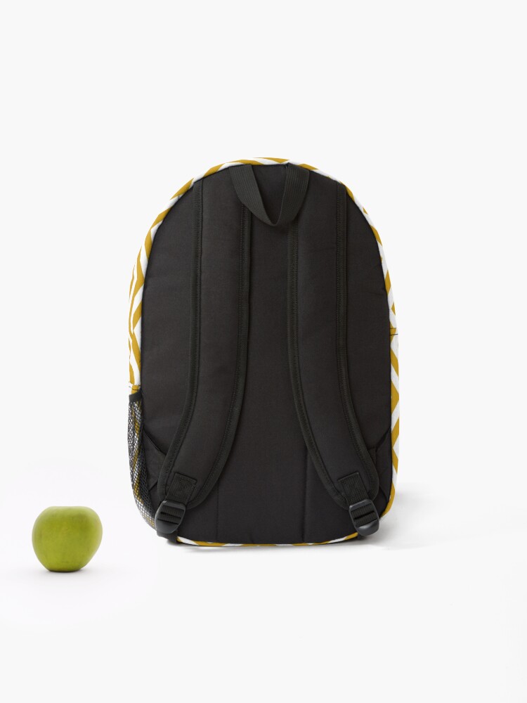 Thumbnail 2 of 3, Backpack, Mustard And White Chevron Pattern designed and sold by pattern-archive.