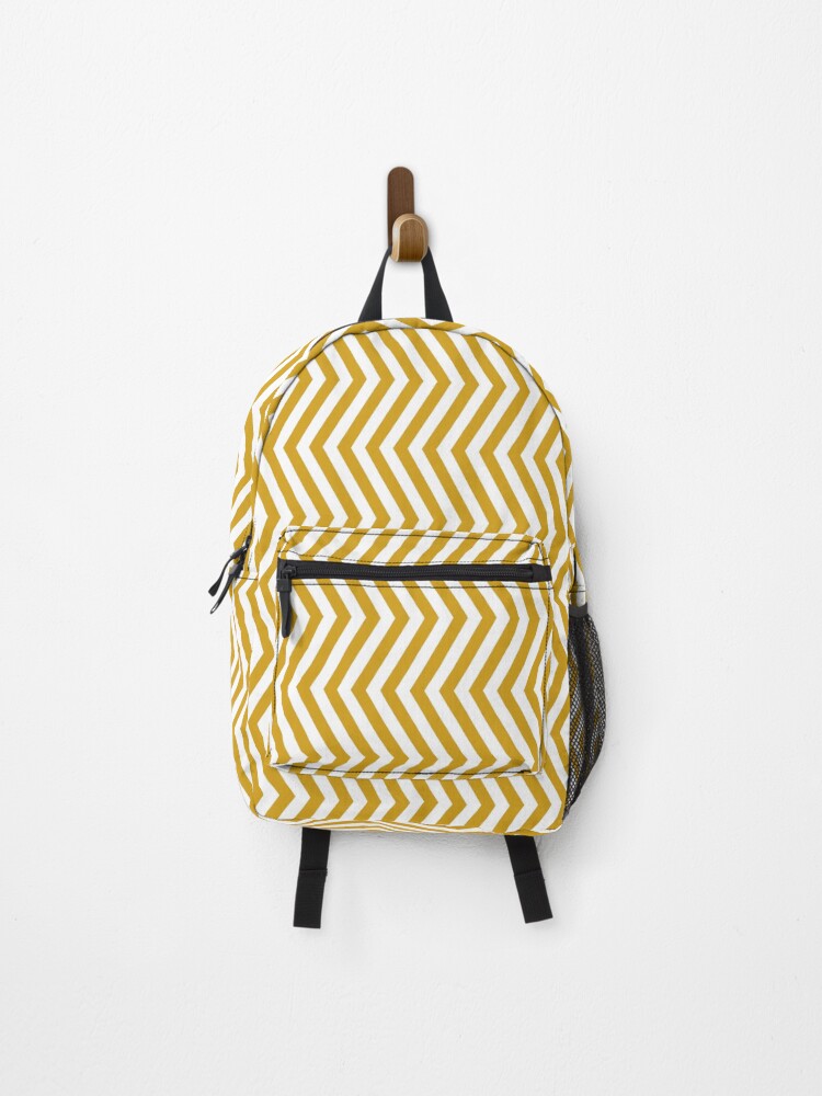 Thumbnail 1 of 3, Backpack, Mustard And White Chevron Pattern designed and sold by pattern-archive.
