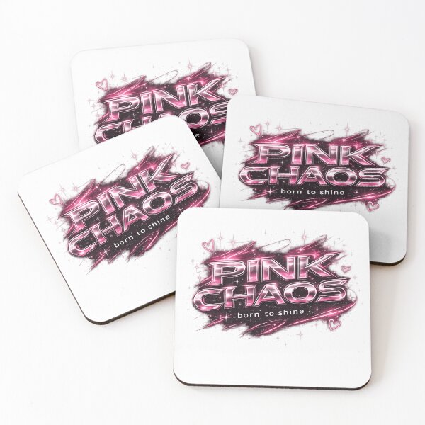 Item preview, Pink Chaos – K-Pop Inspired Chrome Typography Design designed and sold by storeAC.