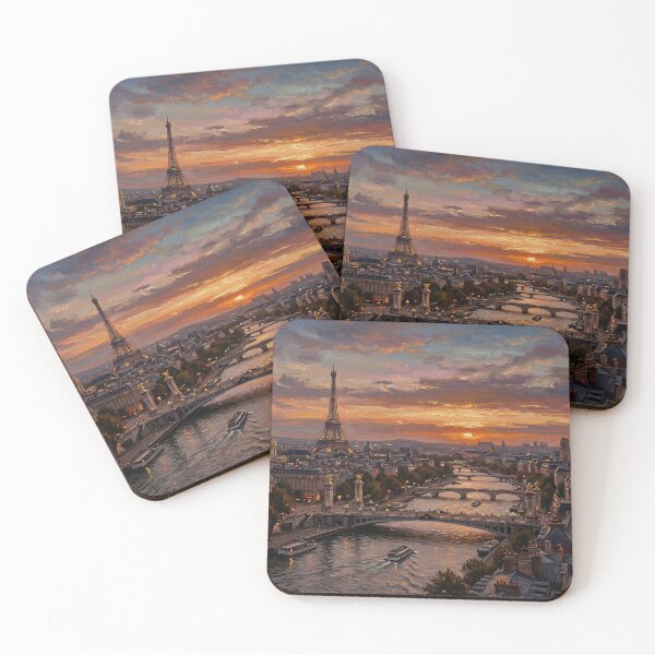 Item preview, Paris Sunset Over Seine Impressionist Cityscape designed and sold by PixorStudio.