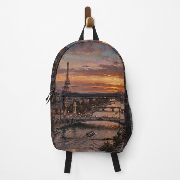 Item preview, Paris Sunset Over Seine Impressionist Cityscape designed and sold by PixorStudio.