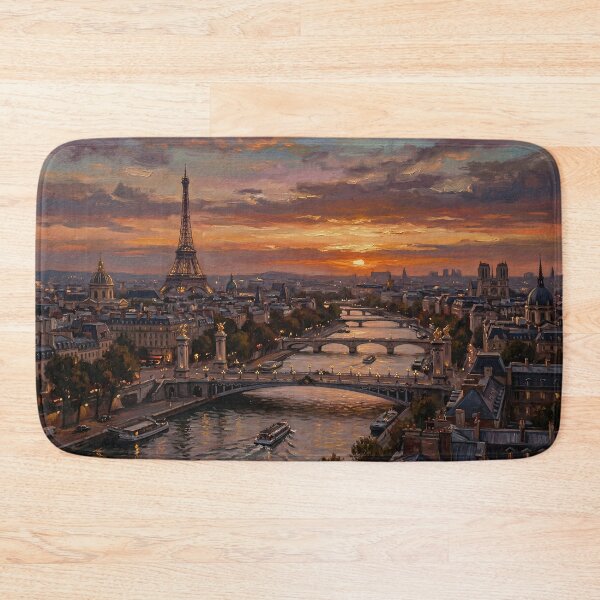 Item preview, Paris Sunset Over Seine Impressionist Cityscape designed and sold by PixorStudio.
