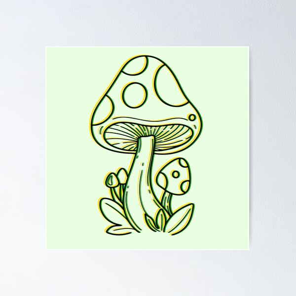 Item preview, Psychedelic Neon Mushroom Design On Green designed and sold by Vileprint.