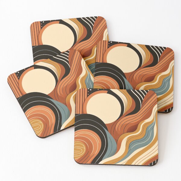 Item preview, Abstract Geometric Waves – Retro Modern Art designed and sold by Dogandesighn.