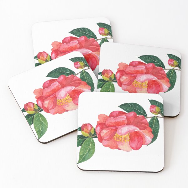 Item preview, Red Camellia Watercolor Botanical Illustration designed and sold by Rutvain.