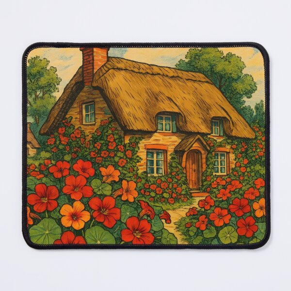 Item preview, Cozy Cottage Garden with Nasturtium Flowers – Vintage Storybook Illustration designed and sold by Sybille-Yates.