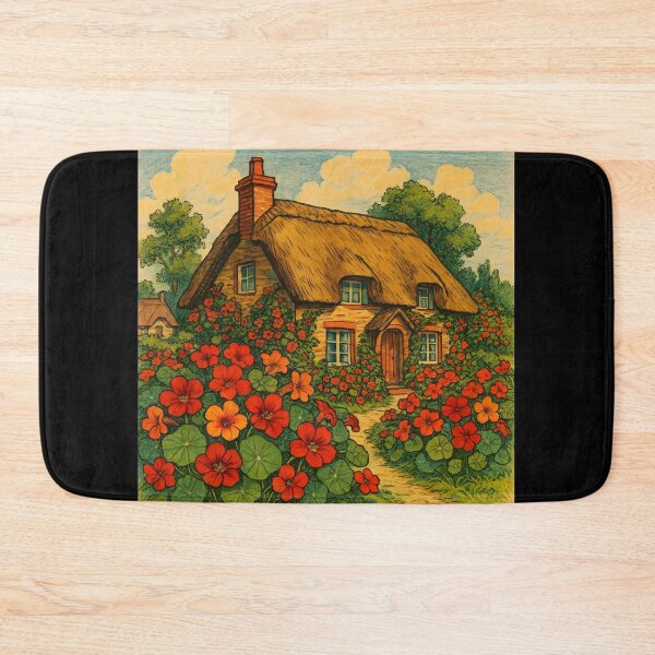 Item preview, Cozy Cottage Garden with Nasturtium Flowers – Vintage Storybook Illustration designed and sold by Sybille-Yates.