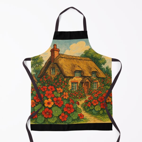 Item preview, Cozy Cottage Garden with Nasturtium Flowers – Vintage Storybook Illustration designed and sold by Sybille-Yates.