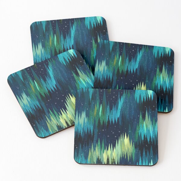 Item preview, Aurora Borealis Forest Night Sky Pattern designed and sold by NicolasGlowArt.