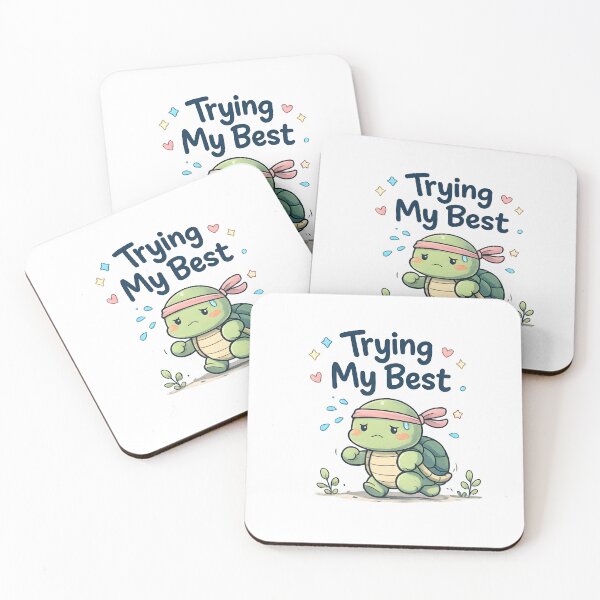 Item preview, Trying My Best – Cute Motivational Turtle Design designed and sold by darkan1.