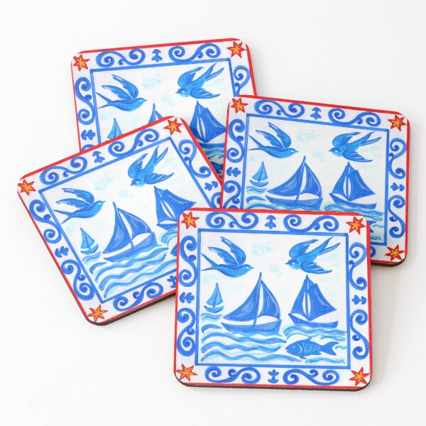 Item preview, Blue Voyage – Hand-Painted Nautical Azulejo Tile Art designed and sold by Piret Victoria Ribas.