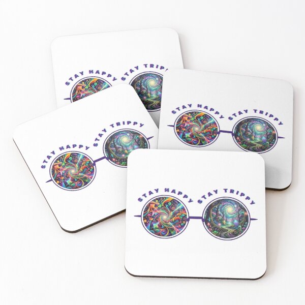 Item preview, Stay Happy Stay Trippy Psychedelic Glasses Design designed and sold by Thread-Forge.