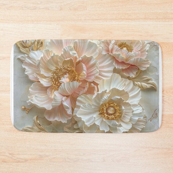 Item preview, Luxurious 3D Cream and Pink Peonies with Gold Accents on Marble designed and sold by NovaBitWalls.