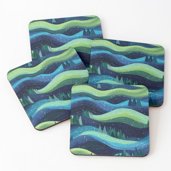 Item preview, Abstract Wavy Forest Night Sky Landscape Pattern designed and sold by NicolasGlowArt.