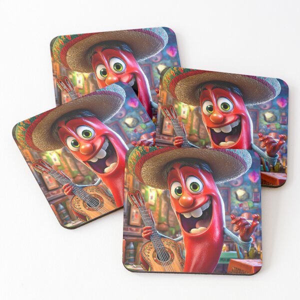 Item preview, Happy Chili Character with Guitar in Colorful Setting designed and sold by Artessie.