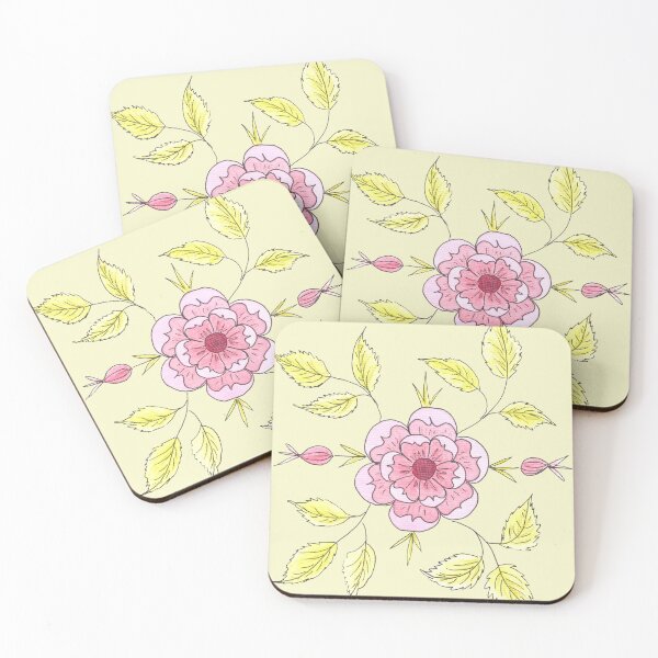 Item preview, Victorian Rose Charm – Soft Vintage Yellow Linen designed and sold by Piret Victoria Ribas.