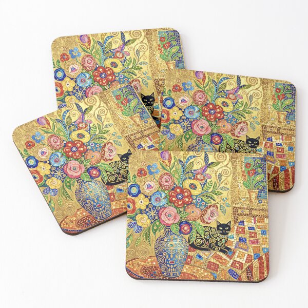 Item preview, Klimt Cat with Flower Bouquet designed and sold by Vicky Brago-Mitchell®.